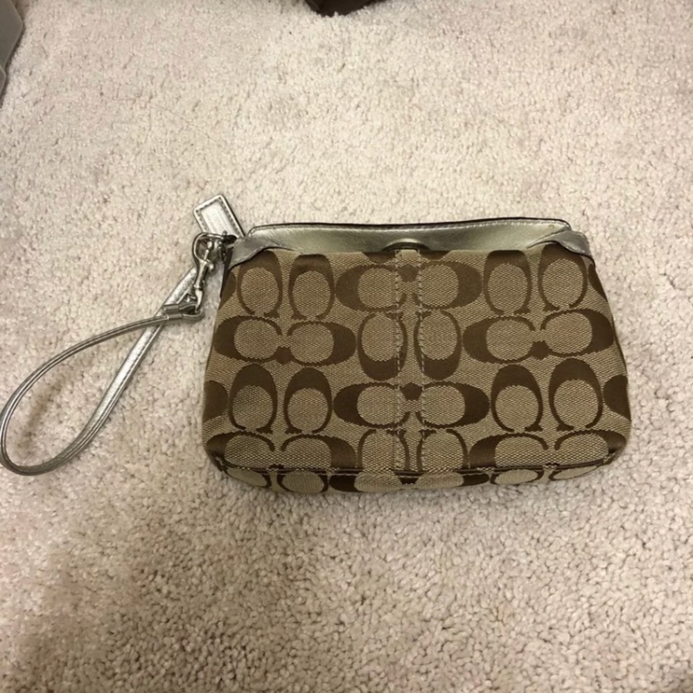 silver coach wristlet